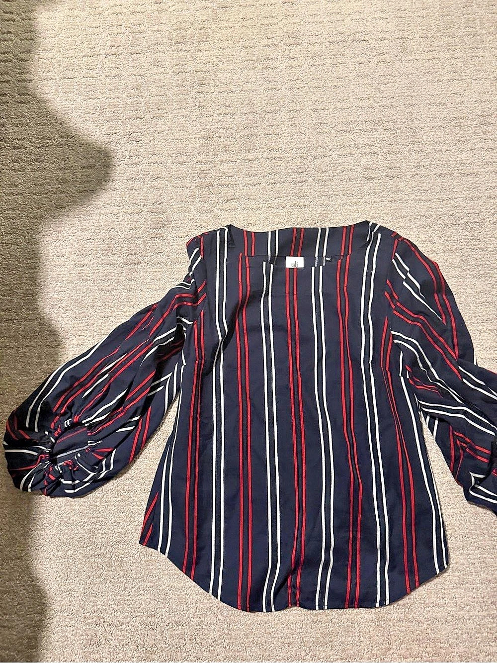 Cabi Flag Blouse Striped Blue & Red Small